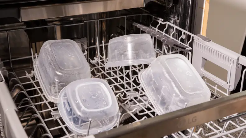 Place Tupperware in the upper rack to prevent it from touching the heating element.