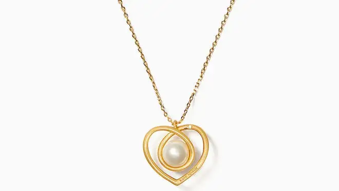 golden heart necklace with pearl by Kate Spade