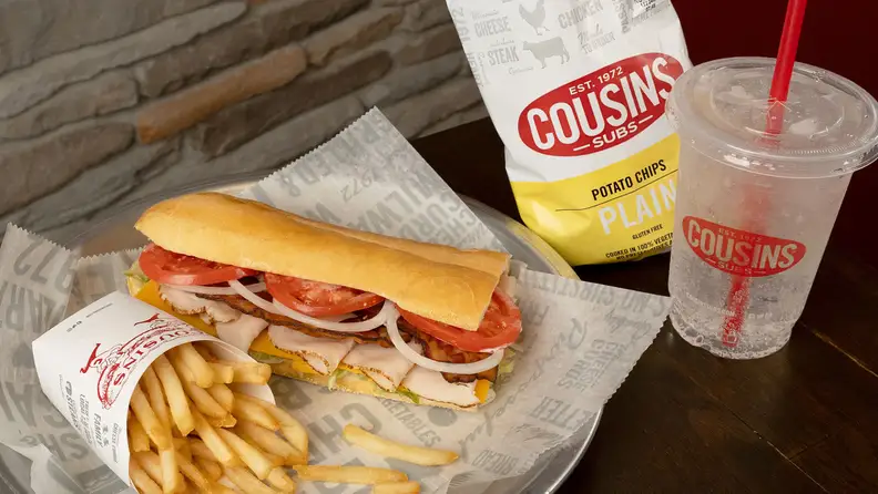 A sandwich cut in half