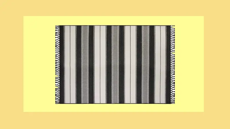 Black and white area rug.