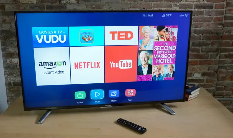 Hisense 50H7GB front shot and remote