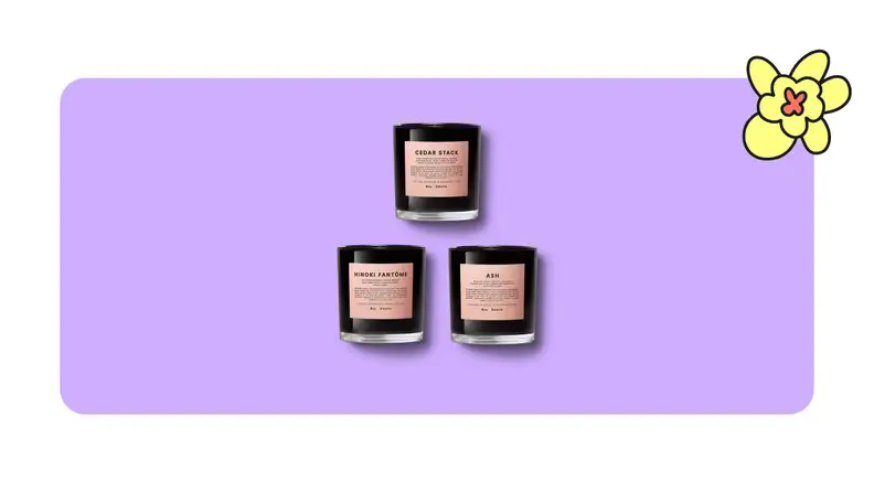 Three boy smells candles on a purple background