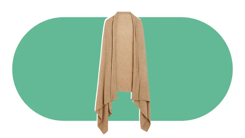 A tan oversized cashmere scarft.