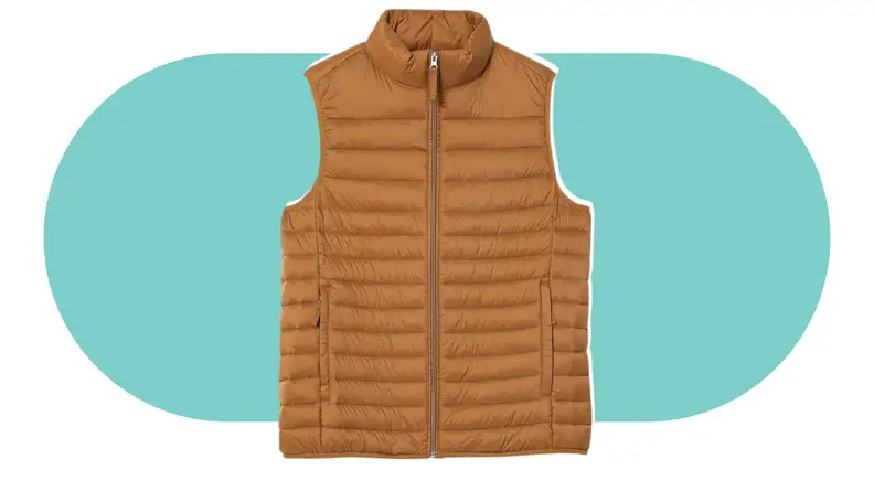 A brown puffer vest.