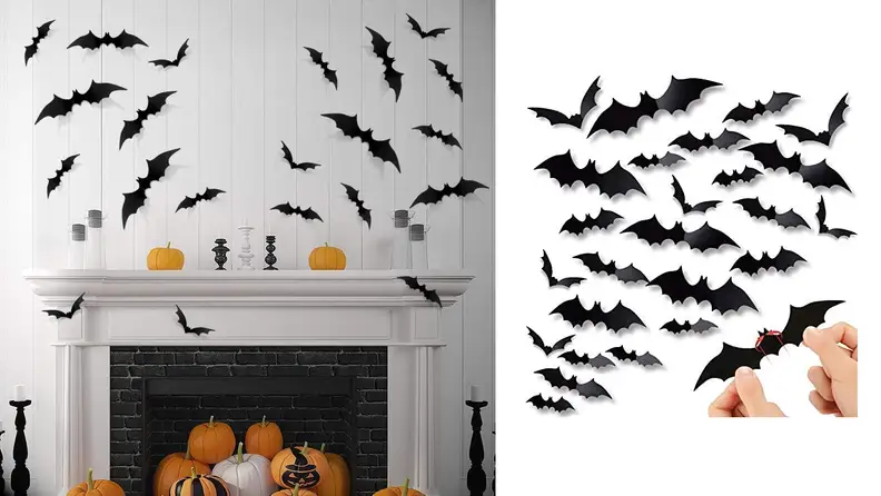 60PCS Halloween 3D Bats Decoration