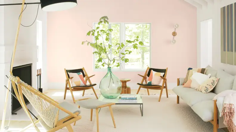 A living room painted with Benjamin Moore's 2020 Color of the Year
