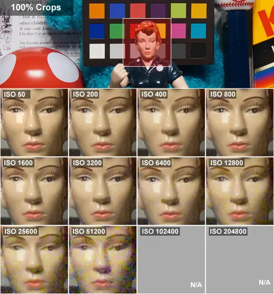 AS mentioned, you can safely shoot to around ISO 3200 before you really notice a quality loss from noise.