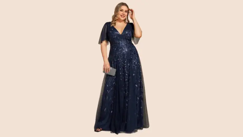 amazon long sequin dress La Femme Women's Soft Sequin Long Gown In Rose Gold