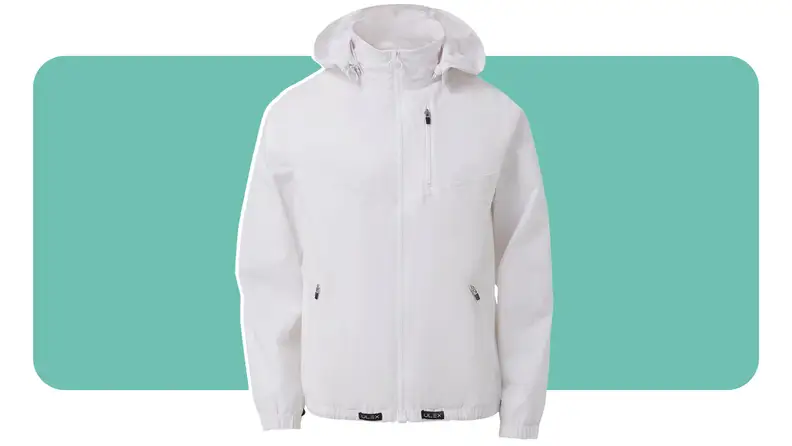 A white Unisex Adaptive Hooded MagZip Jacket