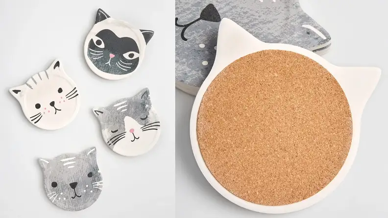 These coasters are the perfect accent for any cat lady's home.