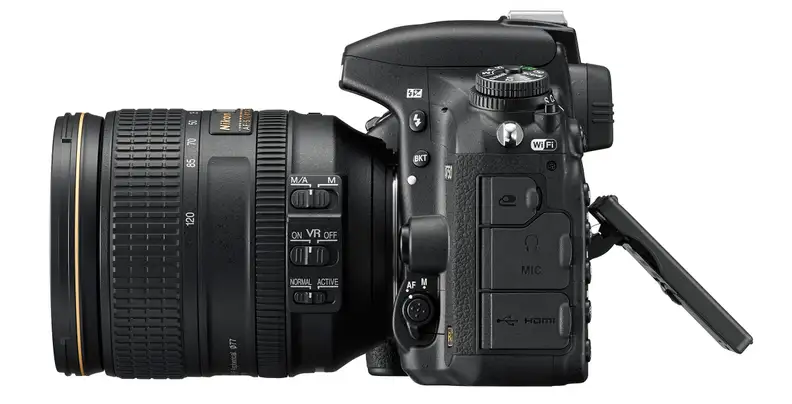 The D750 has most of the same ports as the D810, including mic and headphone jacks, HDMI output, as well as USB 3.0.