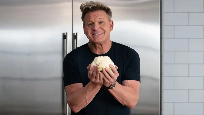 Gordon Ramsay adorably holding a cauliflower