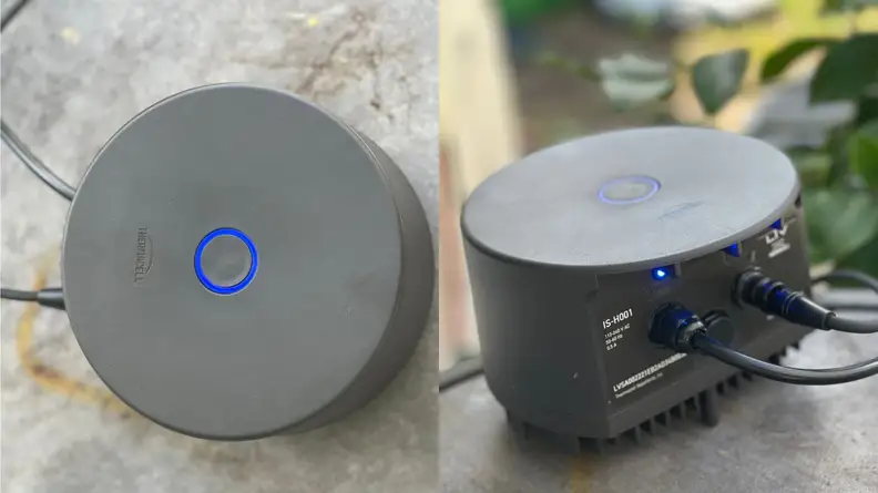 Side by side images of the Liv hub showing the top and back