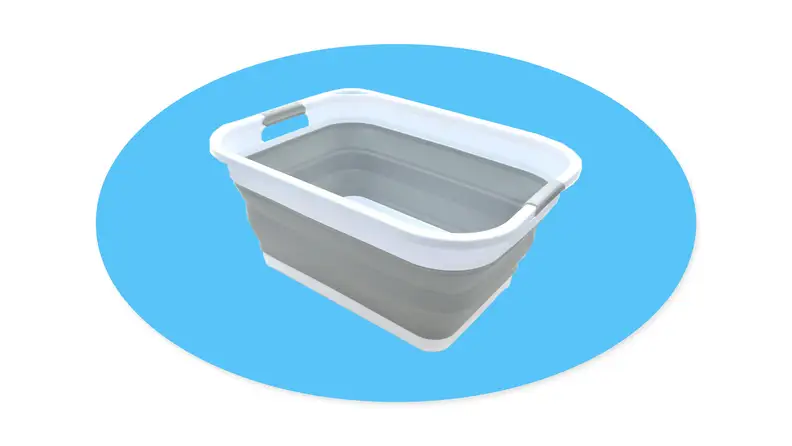 Sammart laundry basket on a blue background