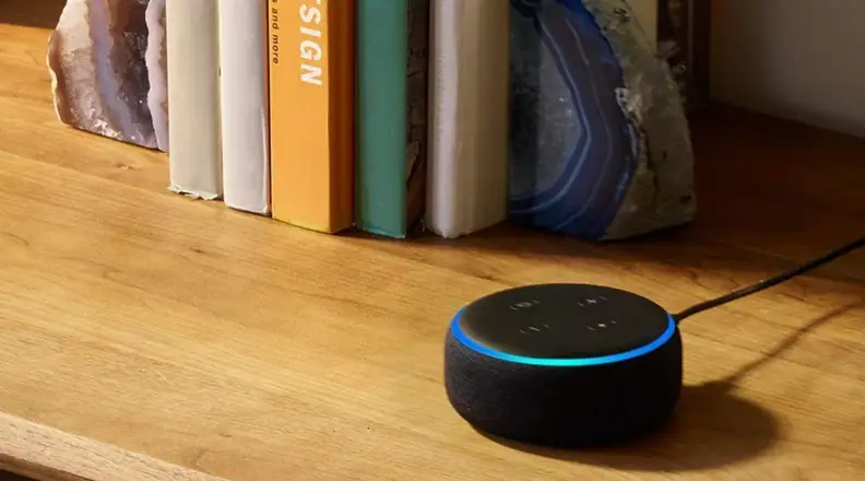 Echo Dot on side table