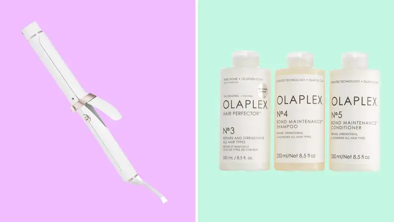 curling iron and hair product trio