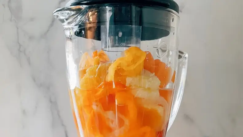 Hot sauce ingredients ready to be mixed in a blender.
