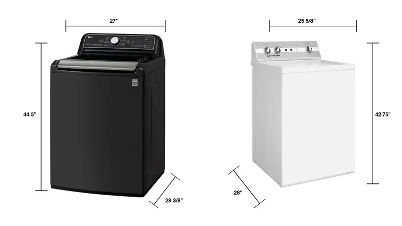 LG WT7900HBA vs. Speed-Queen TC5003WN washing machine size comparison
