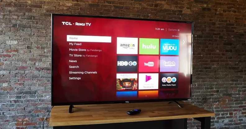 The TCL P Series is pretty plain, featuring narrow black bezels and silver-capped feet.