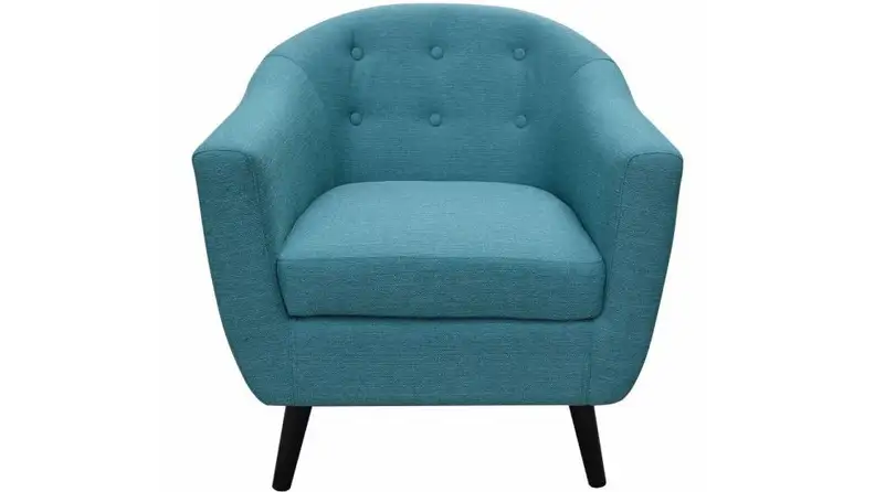 A turquoise accent chair from Home Depot's Home Decorator's Collection