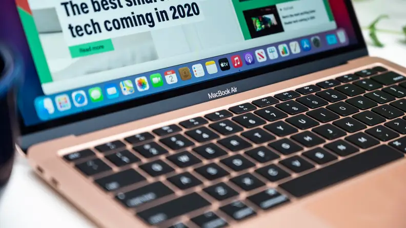 A closeup of the MacBook Air