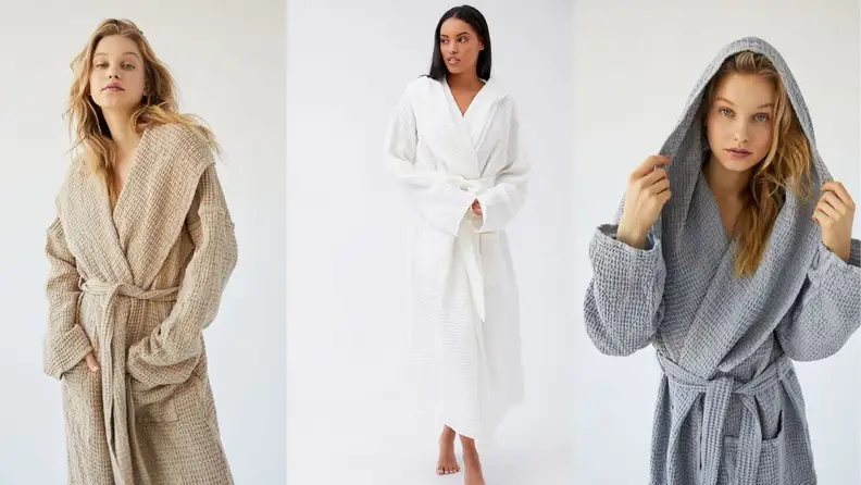 Wrap yourself up in this full-length, hooded waffle robe.