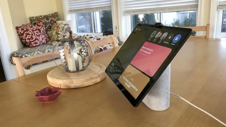 Facebook Portal Plus shown tilted on its base