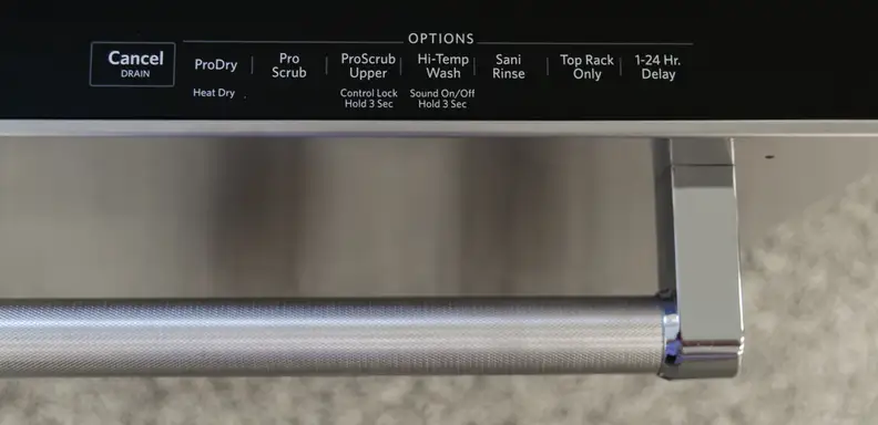 KitchenAid KDTM404ESS right side of control panel