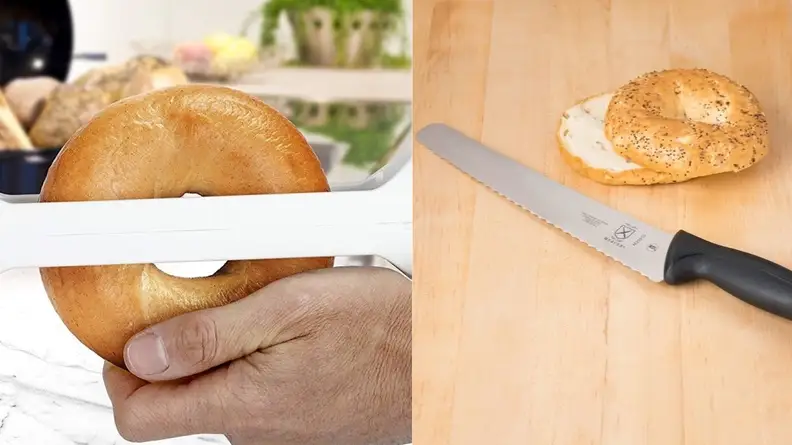 Bagel slicer vs. bread knife