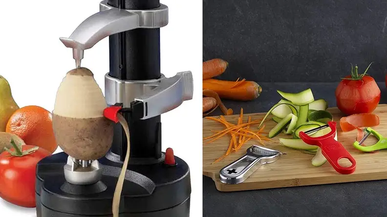 Automatic vegetable peeler vs. hand peeler