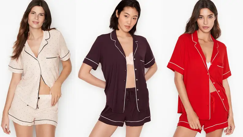 women modeling modal pj set