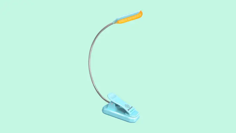 A reading light on a green background.