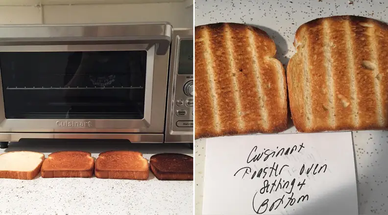 Results of bread toasting in a Cuisinart toaster oven.