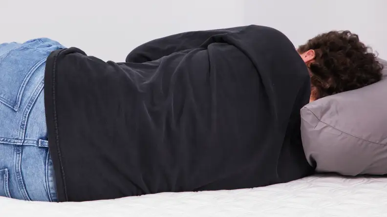 Person sleeping on their side on Cocoon by Sealy Chill