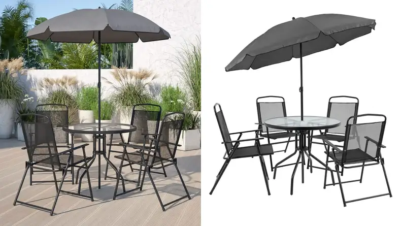 Flash Furniture Nantucket 6 Piece Black Patio Garden Set