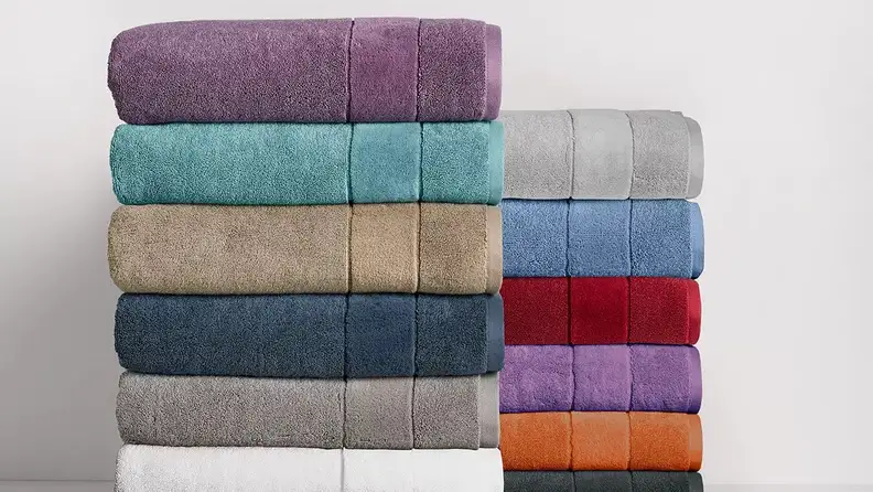 A stack of colorful Vera Wang towels.