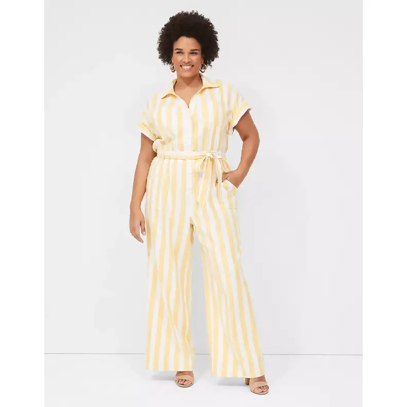 Lane Bryant Cap-Sleeve Y-Neck Utility Jumpsuit
