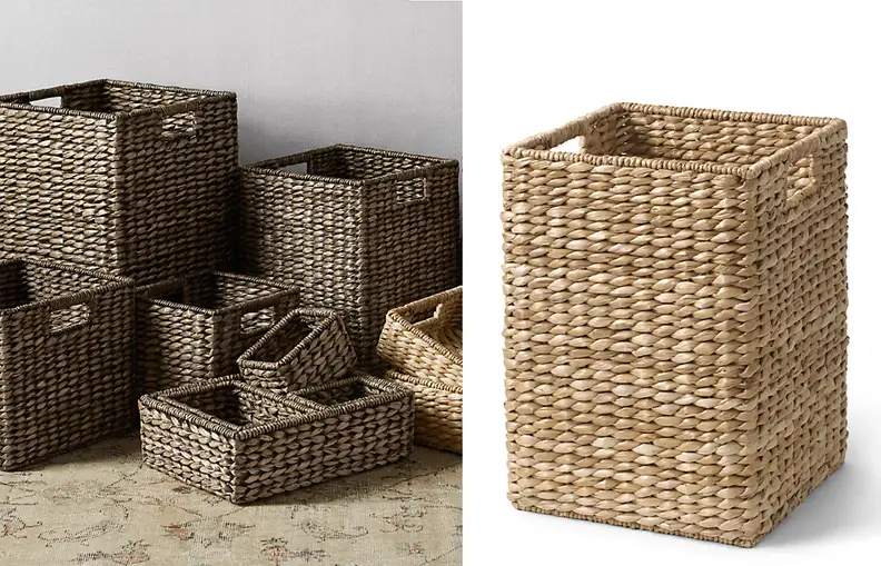 Two images of seagrass bins