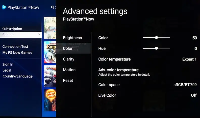Sony XBR55X850C software menu