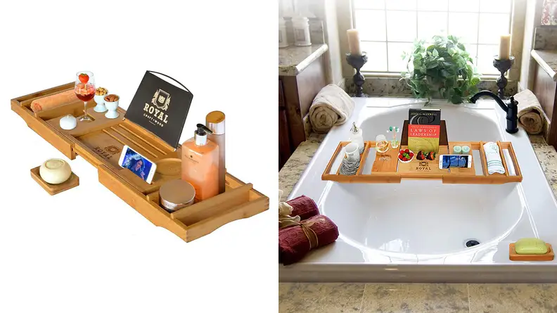 A photo of the Royal Craft Wood Luxury Bathtub Tray.