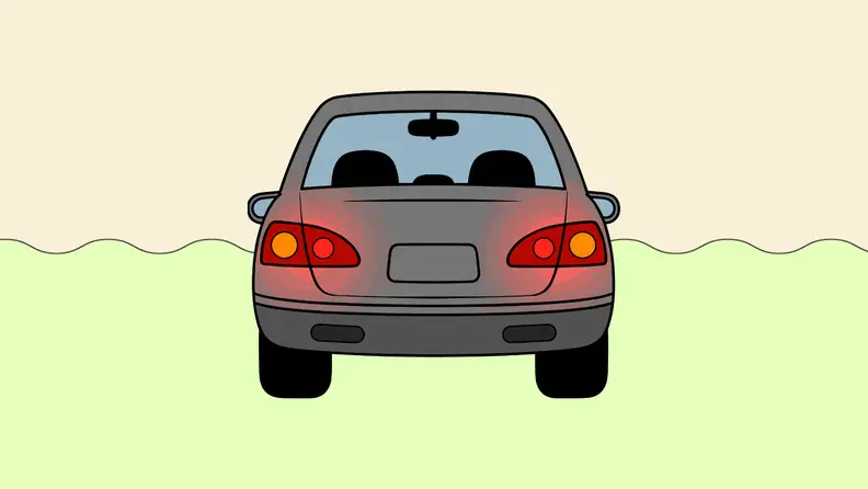 A car  on a yellow and green background