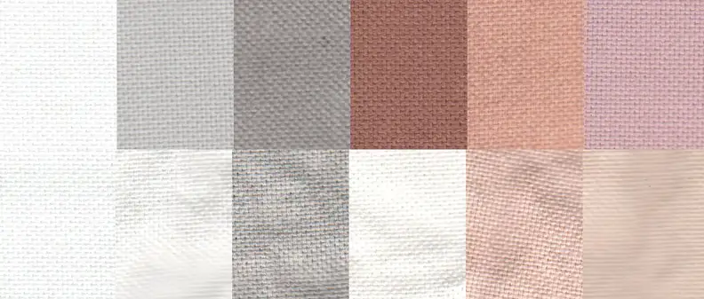 Before and after test stain results using the Normal cycle. From left to right: control, sweat, dirt, blood, cocoa, and red wine.