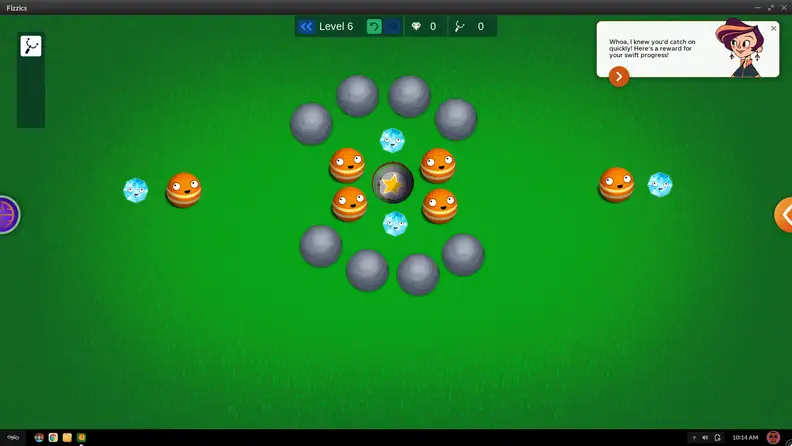 Fizzics is a fun Hack game requiring you to use a slingshot to launch a ball around obstacles, collect gems, and hit the target.