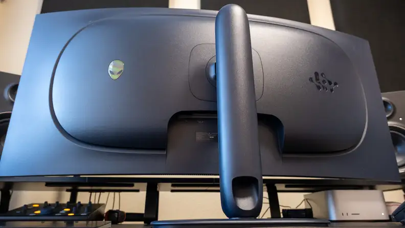 Back of Alienware 39 5K OLED Gaming Monitor (AW3926QW) showing its stand.