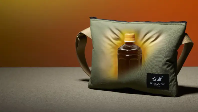 Willcook bag with translucent illustration showing bottle inside