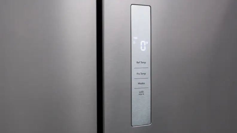 A close-up of the Frigidaire FFBN1721TV French door refrigerator's external control panel.