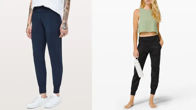 Two women wearing pairs of Lululemon Align joggers