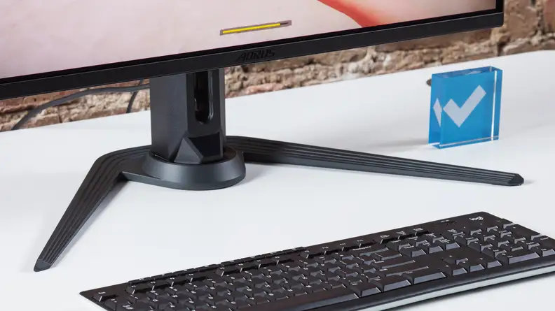 Close-up of the monitor's stand.