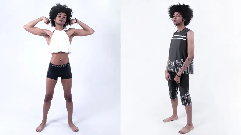 A person wearing fashionable gender-inclusive clothing