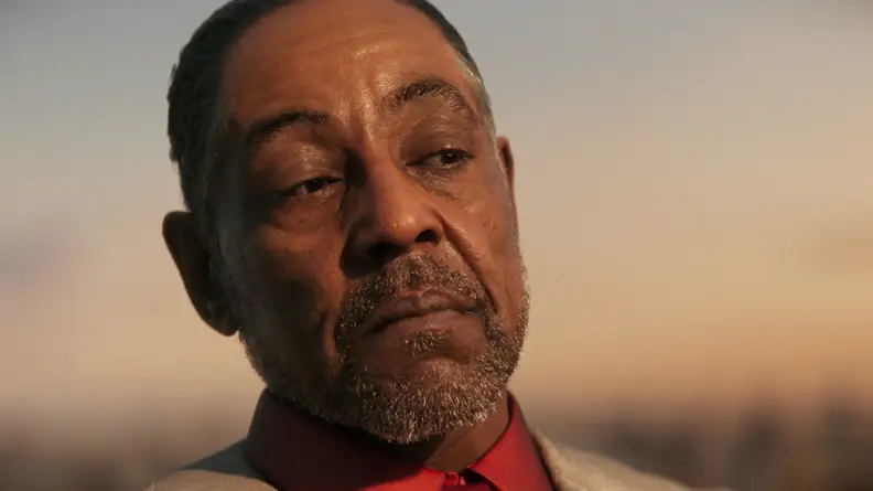 Screenshot from the video game 'Far Cry 6' showing off a digital Giancarlo Esposito as Anton Castillo.